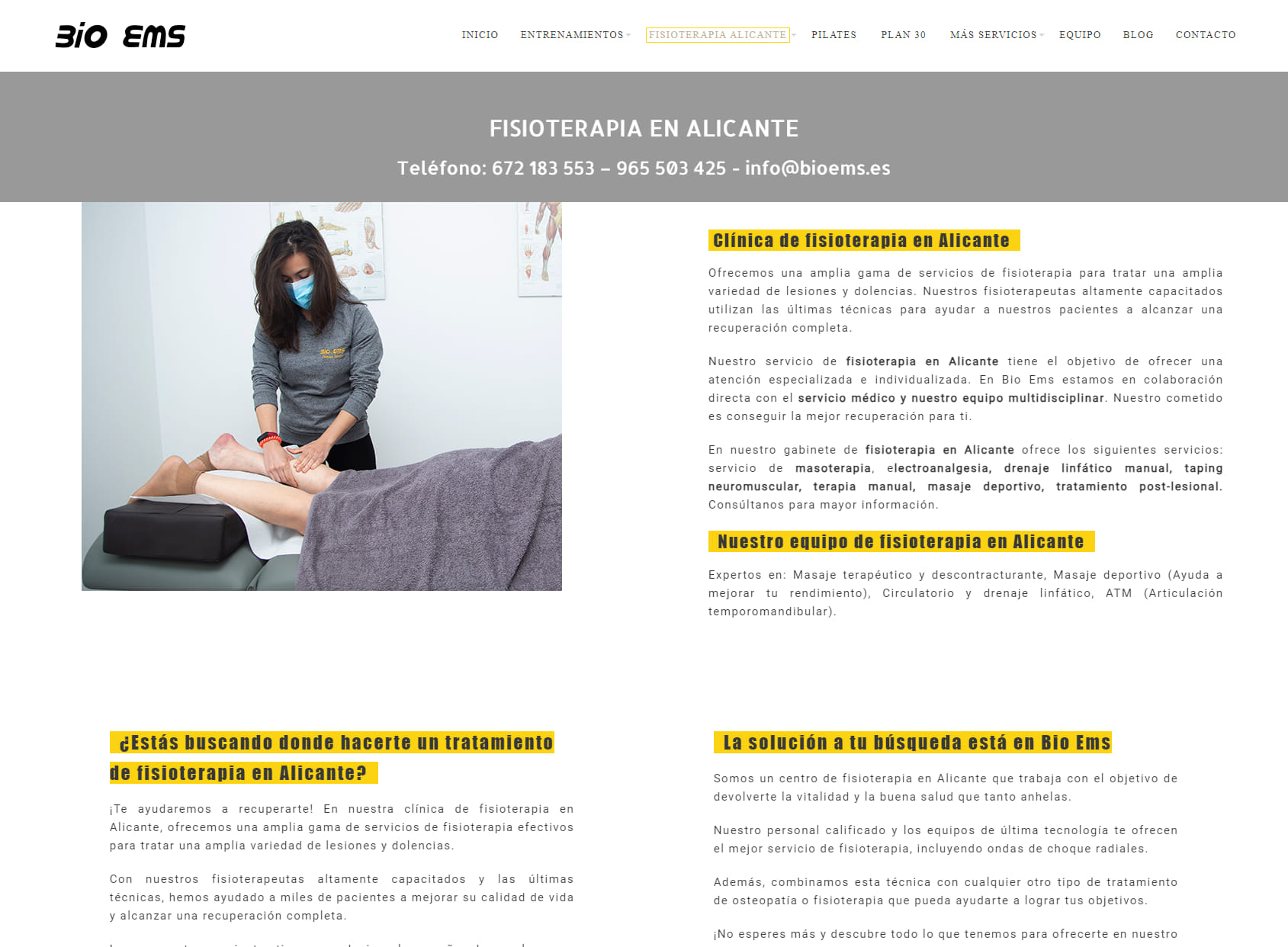 Bio Ems centro de rehabilitación y fisioterapia en Alicante
