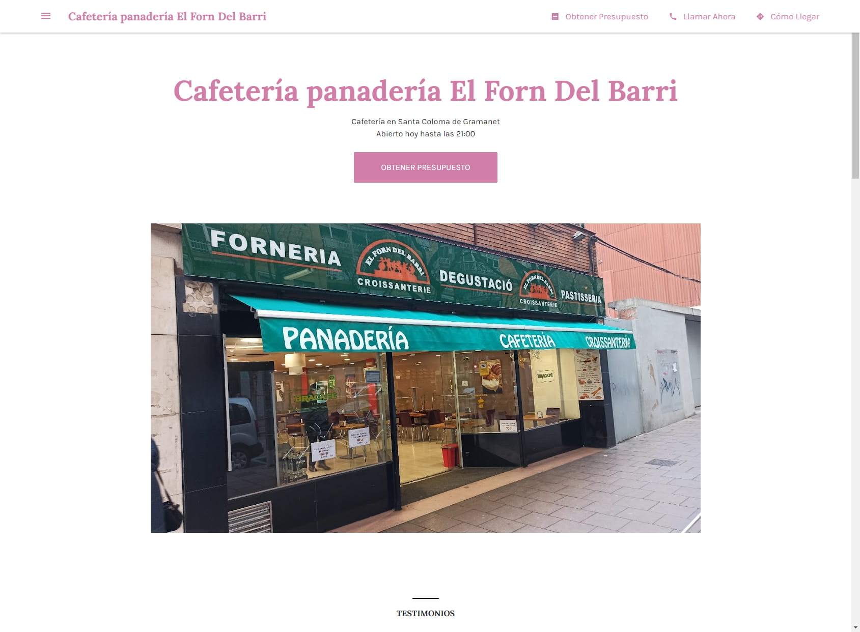 Cafetería panadería El Forn Del Barri