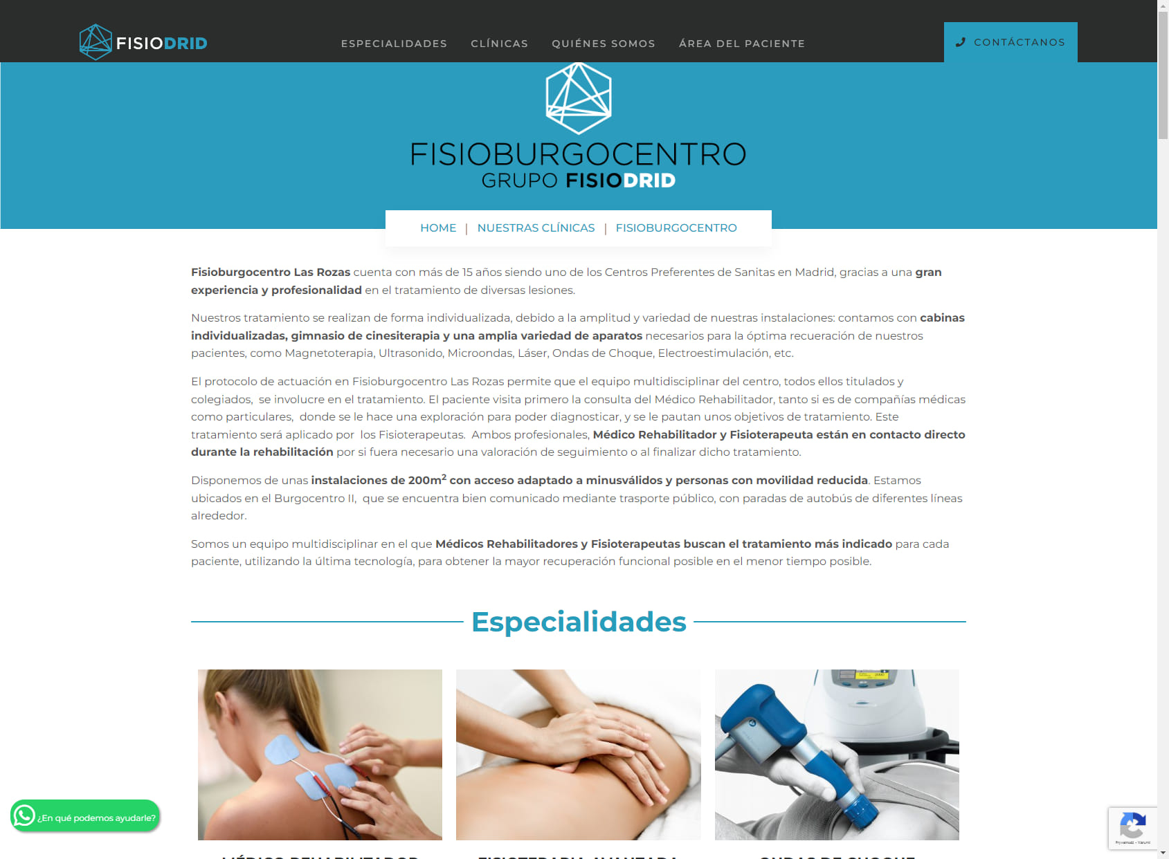 Rehabilitación y Fisioterapia Sanitas Las Rozas | FISIOBURGOCENTRO - Grupo FISIODRID | Medico Rehabilitador, UNESPA, UPAM