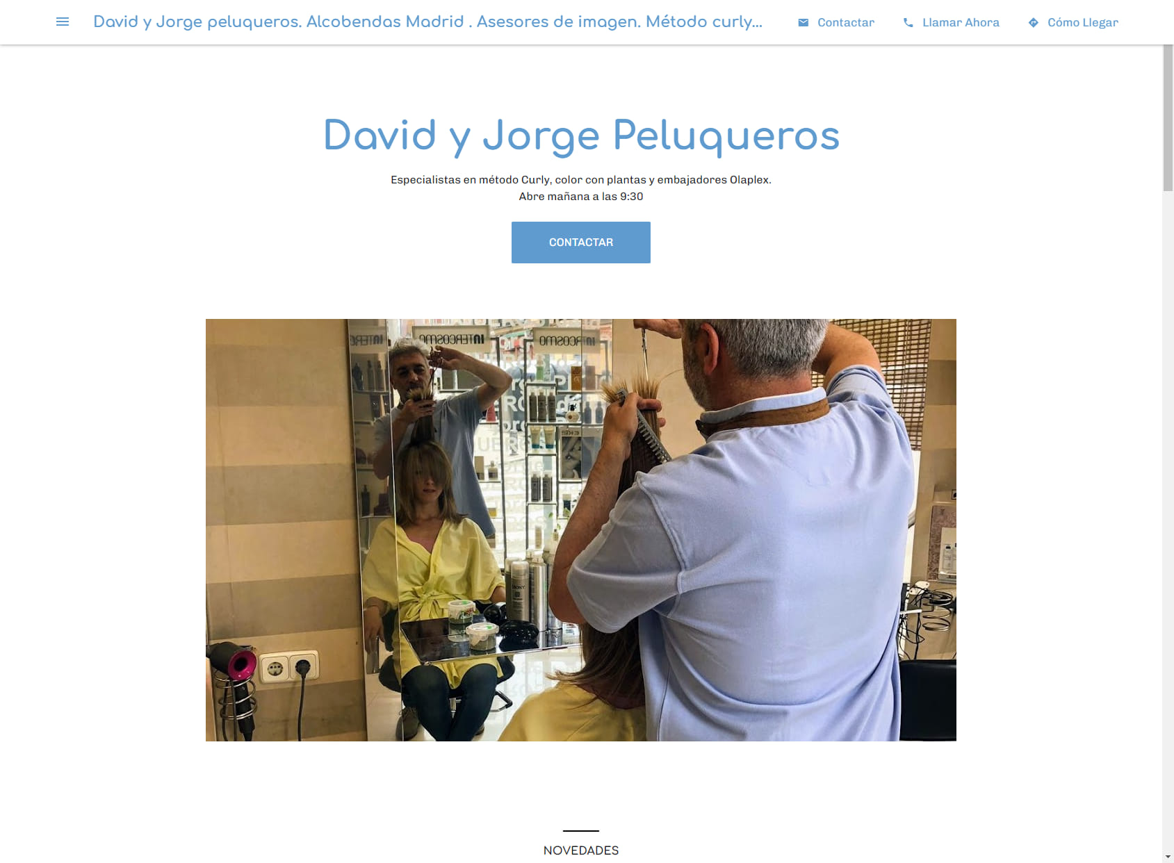 David y Jorge peluqueros. Alcobendas Madrid . Asesores de imagen. Método curly. OLAPLEX . K18.