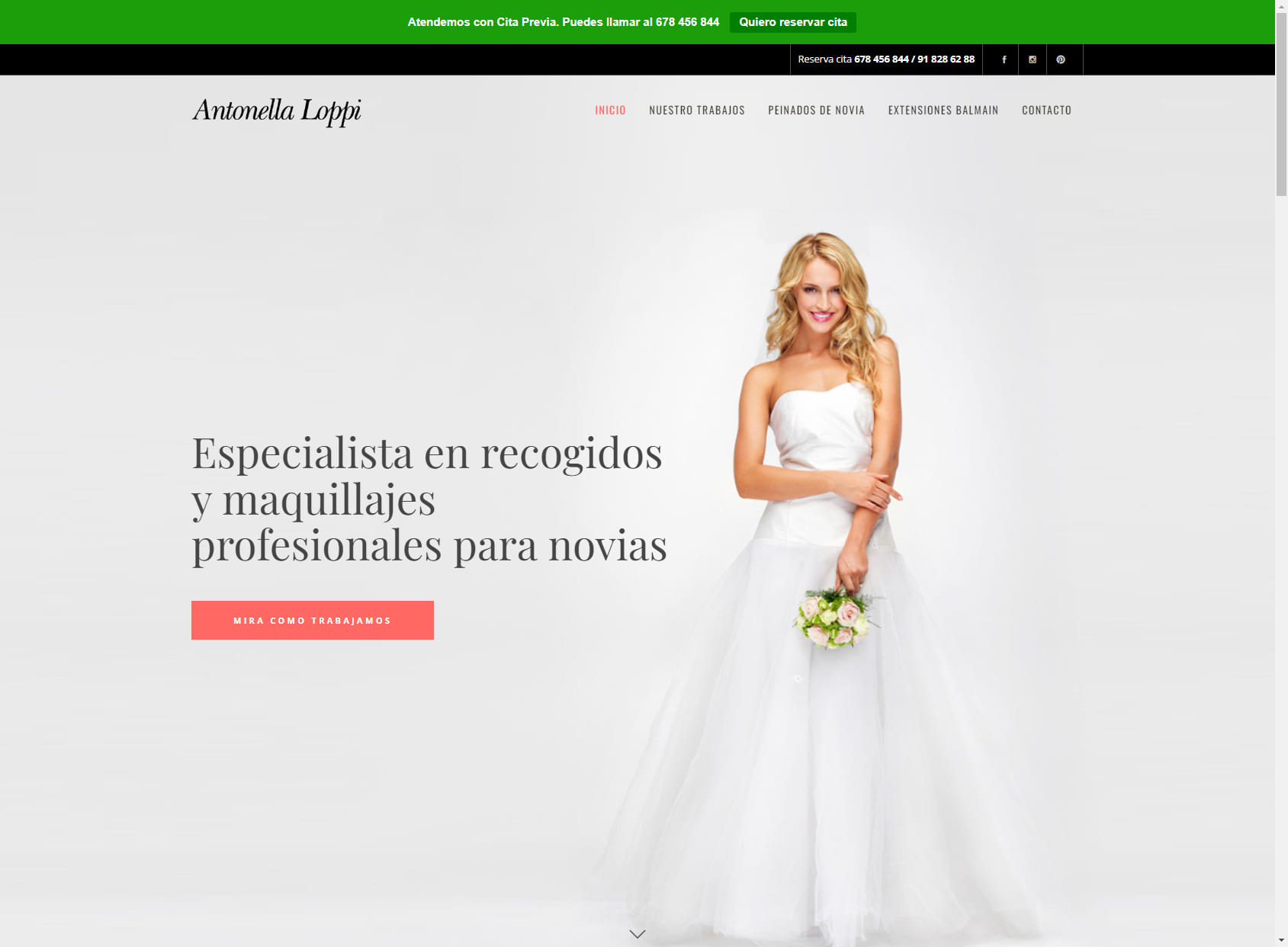 Antonella Loppi. Peluquería en Collado Villalba. Recogidos de Novia y maquillaje profesional, bodas