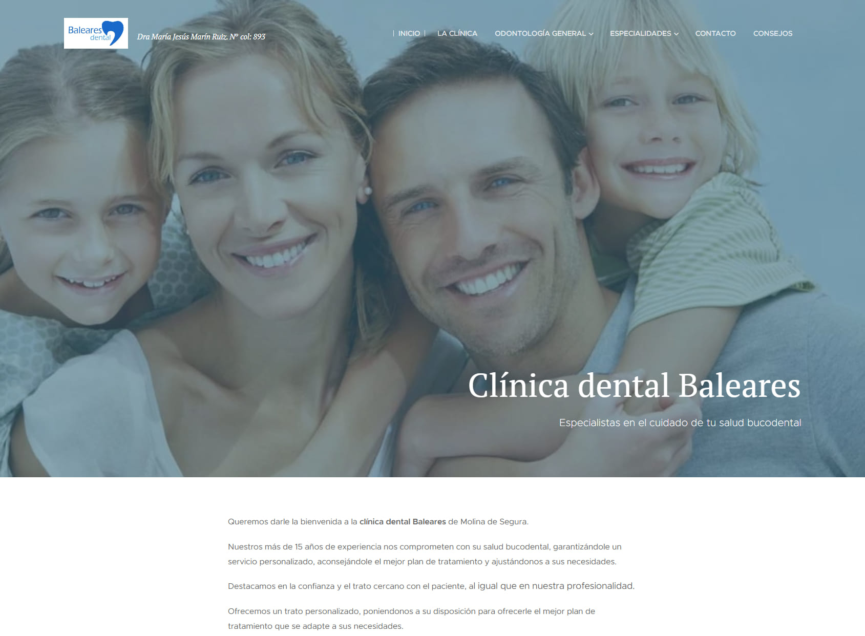 Clínica Dental Baleares Dra María Marín Ruiz Col. 893